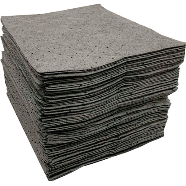 Sorbent Pad, Universal, 15 in x 18 in, Gray, Polypropylene, 200 PK